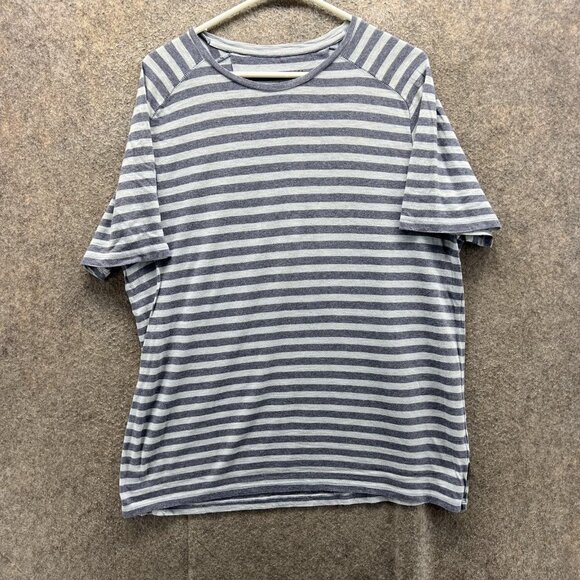 John Varvatos USA Shirt Mens Large Gray Stripe Short Sleeve Crewneck Cotton - Picture 1 of 9